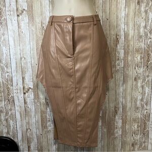 Elegant Tan Faux Leather Skirt